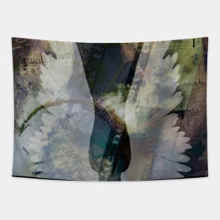 Dark grunge background with angels wings Tapestry