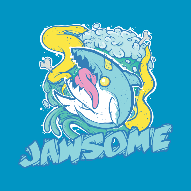 Jawsome High Tide Ocean Sea 80's Shark Lover Urban Streetwear by SWIFTYSPADE