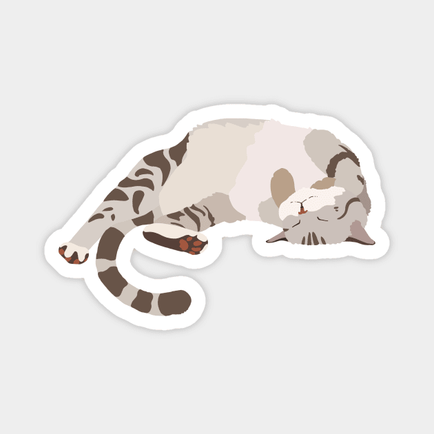 Cat Nap, Cut Cate Drawing, Belly Rub Cat Magnet by sockdogs