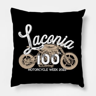 100th Anniversary Laconia Motorcycle Week New Hampshire - white Pillow