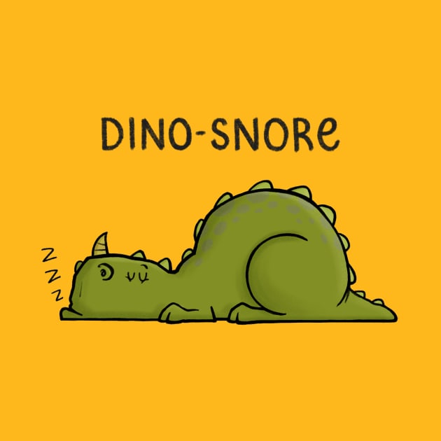 Dino-snore - Funny Cartoon Dinosaur Art Illustration by CarlBatterbee