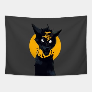 Inugami Yellow Japanese Demon Dog Spirit Yokai Tapestry