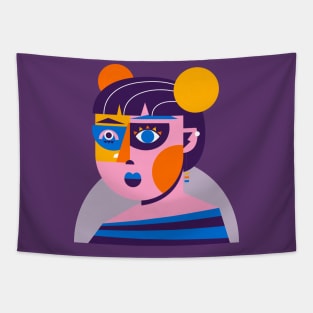 Flat Abstract Portrait Shapes Tapestry