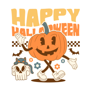 Halloween Retro Aesthetic Pumpkin 70's Style T-Shirt