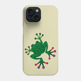 FROGGY SAYS HELLO Cute Smiling Jumping Green Frog Amphibian with Big Feet - UnBlink Studio by Jackie Tahara Phone Case