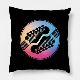 Electric Guitar Headstock Circle Gradient Theme Pillow