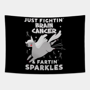 brain cancer funny unicorn farting sparkles Tapestry