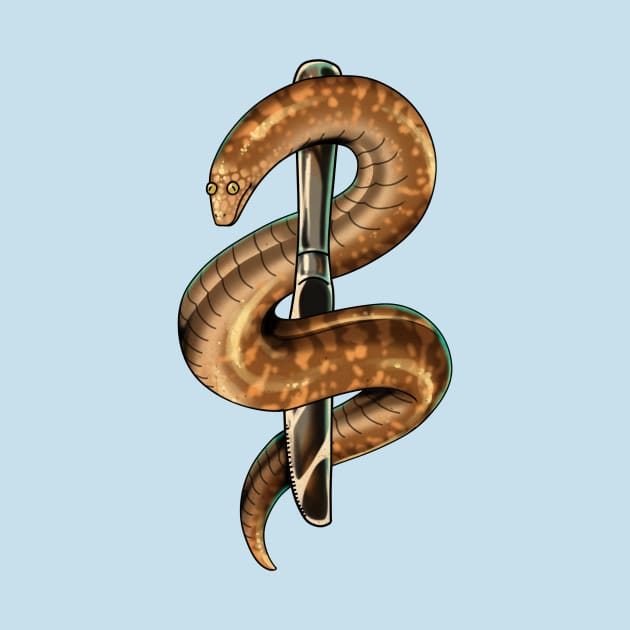 Snake and Dagger Tattoo Flash by Jugglingdino