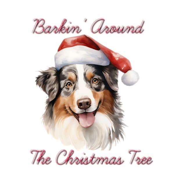 Christmas Australian Shepherd Dog in Santa Hat by Pawsitive Curios