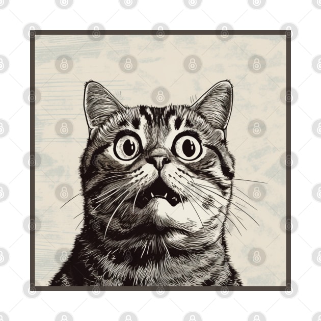 Shocked Cat Cartoon Vintage Cartoon Cat Crazy by OscarVanHendrix