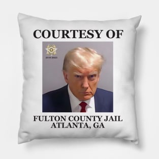 Trump Mugshot Courtesy of Fulton county Jail Pillow