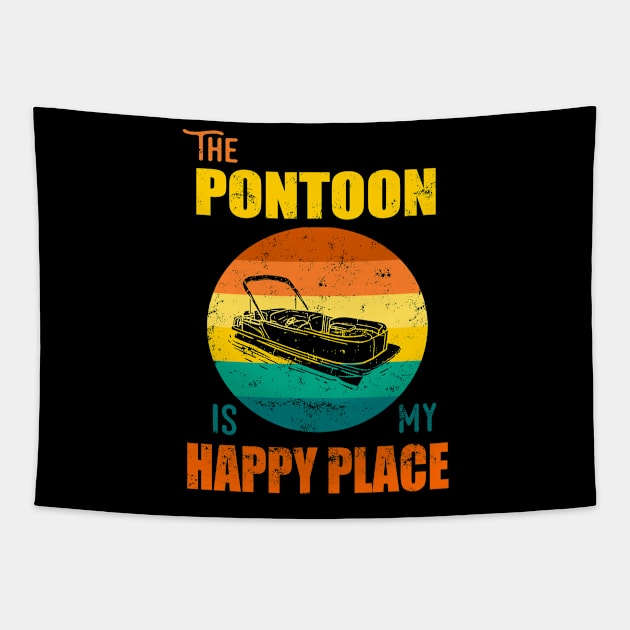 The Pontoon Is My Happy Place Tapestry by Lomitasu