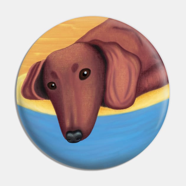 Lazy dachshund Pin by SqwabbitArt