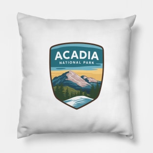 Acadia National Park Landscape Emblem Pillow