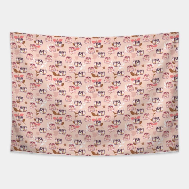 Pink Leaf Pug Pattern Tapestry by saradaboru