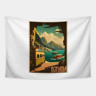 Romania Vintage Travel Art Poster Tapestry