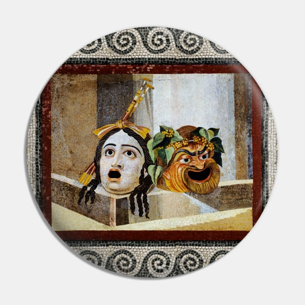 ANTIQUE ROMAN MOSAICS ,GREEK COMEDY THEATER MASKS  Mask for Sale by  BulganLumini