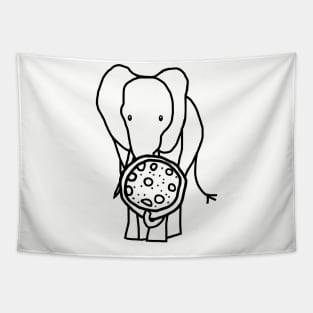 Funny Elephant Jumbo Pizza Outline Tapestry