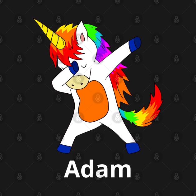 Adam First Name Personalized Dabbing Unicorn by chuhe86