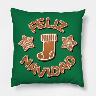 Gingerbread Feliz Navidad Pillow