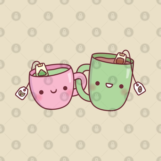 Cute Pink and Green Teacup Funny Best Friends by rustydoodle