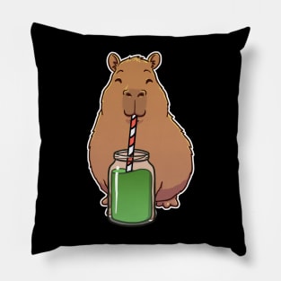 Capybara Green Juice Smoothie Pillow