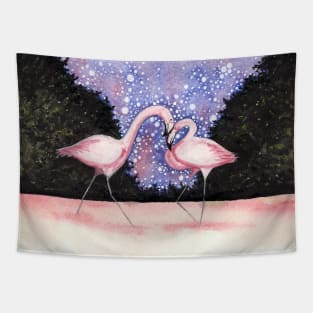 Flamingos in Love Tapestry