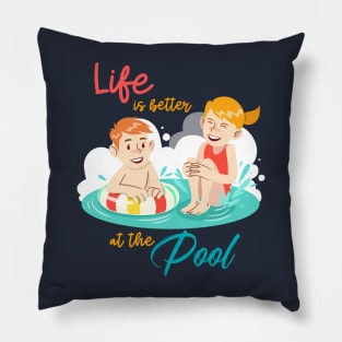 Swimming Kids At The Pool Pillow