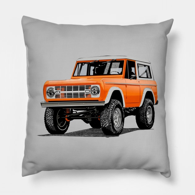 Classic ford bronco Pillow by Saturasi