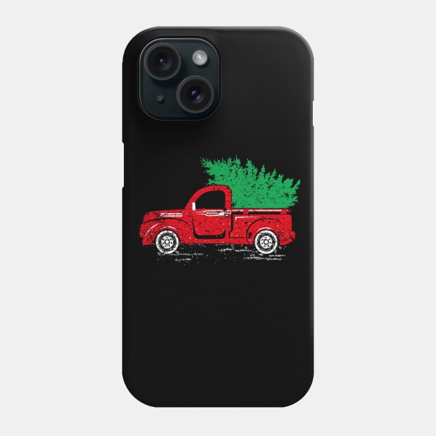 Merry Christmas Retro Vintage Red Truck Phone Case by Soema