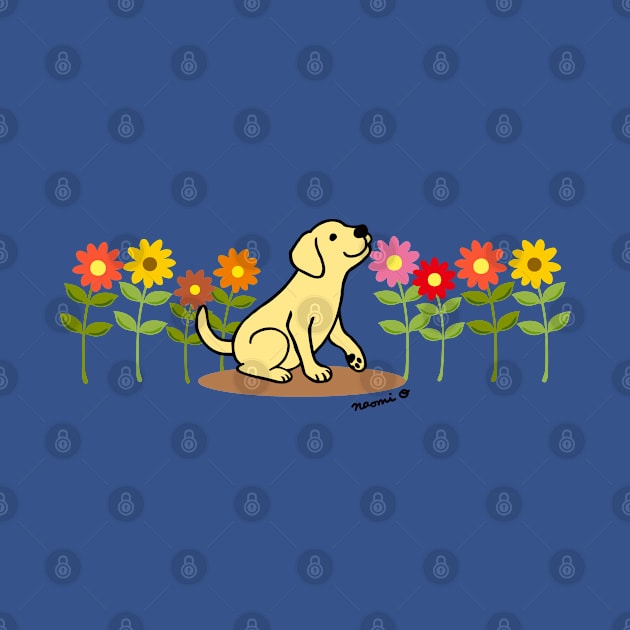 Yellow Labrador and Flowers by HappyLabradors