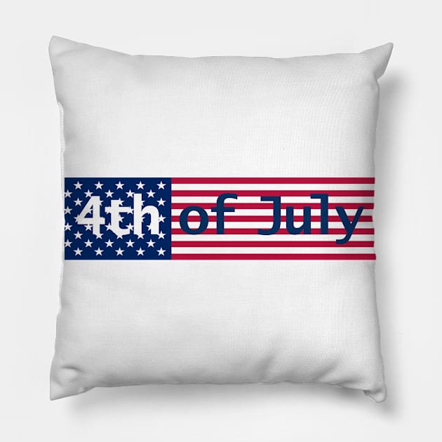 4th of July Typography on Stars and Stripes Pillow by ellenhenryart