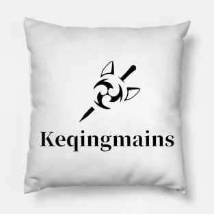 Keqing mains fan art for who mains Keqing with electro cat sword icon in black gift Pillow