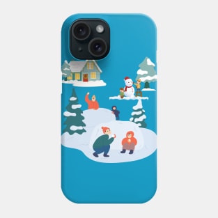 Children playing snowball outside Phone Case