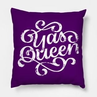 Yas Queen Distressed Cute Retro Script Pillow