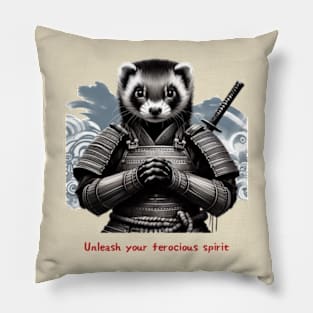 Samurai Ferret Warrior Design with Sun Tzu Wisdom Pillow