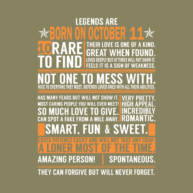 Kings Legends Are Born On October 11 Kings Legends Are Born On October 11 T Shirt Teepublic That includes some pretty athletic and awesome according to a study by columbia university medical center, people born in september, october and november are less likely to experience.