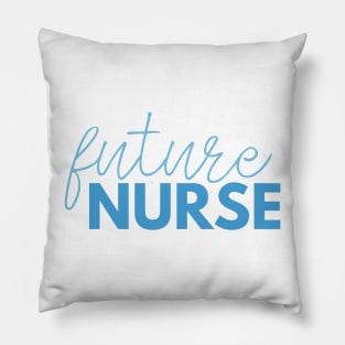 Blue Future Nurse with Thin Script Pillow