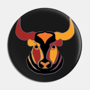 Angry Spanish Bull Toro in Tropical Colors Pin