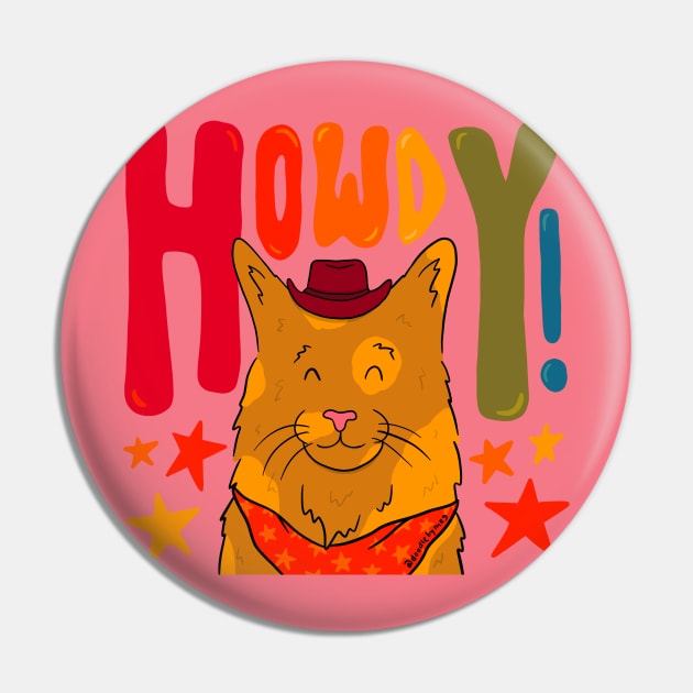 Howdy Cat Pin by Doodle by Meg