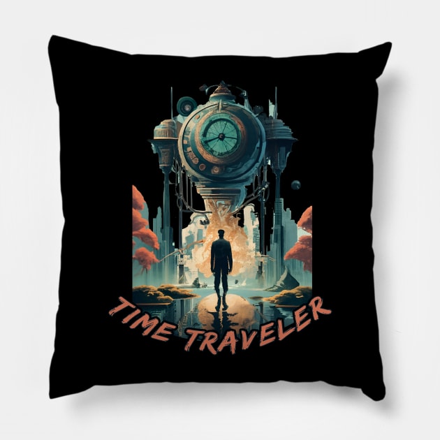 "Time traveler"  time machine Pillow by MusicianCatsClub