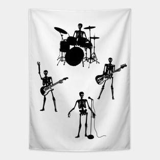 Skeleton Band - Music Tee (Guitar, Bass, Drums, Vocals) Gifts For Musicians Tapestry