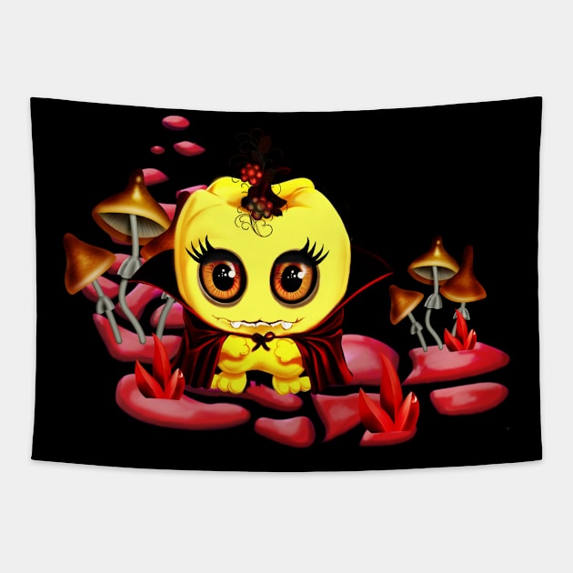 Cute little pumpkin alone in the night Tapestry by Nicky2342