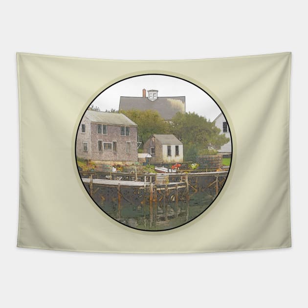 Port Clyde Village Maine Tapestry by Alpen Designs