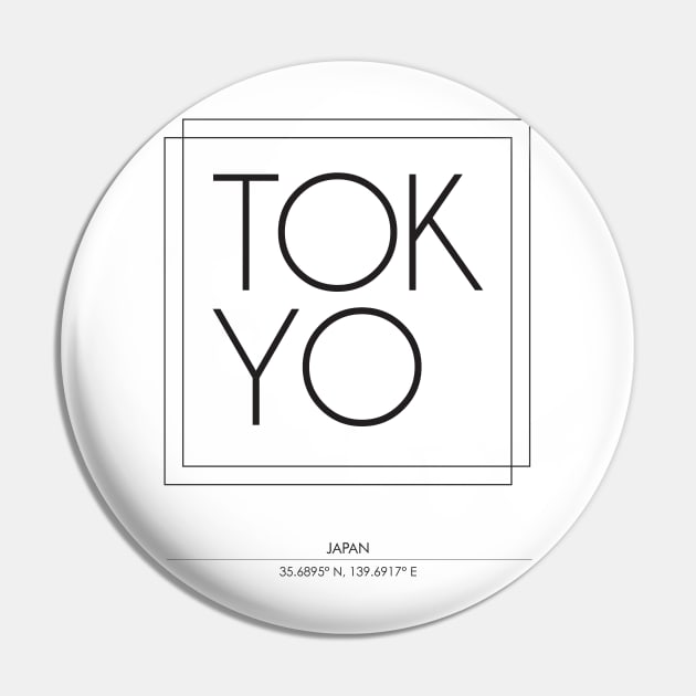 Tokyo City Minimal Typography Pin by StudioGrafiikka