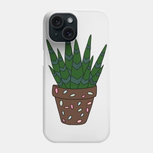 Cute Cactus Design #140: Haworthia Inspired Succulent In Terra-Cotta Pot Phone Case