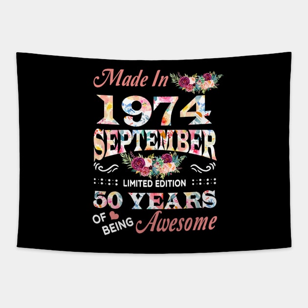 September Flower Made In 1974 50 Years Of Being Awesome Tapestry by Kontjo