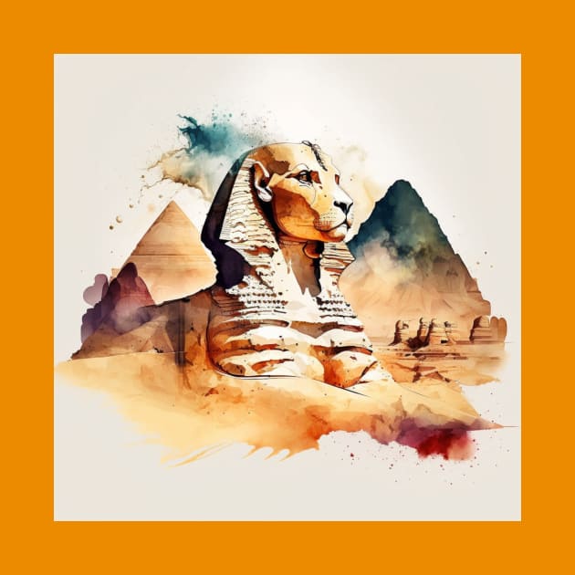 Ancient Sphinx Sci-Fi Watercolor by Star Scrunch