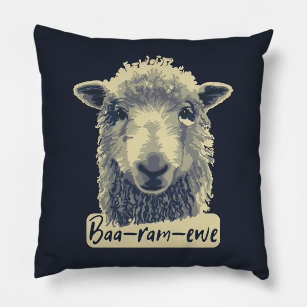 Baa-Ram-Ewe Sheep Pillow by Slightly Unhinged