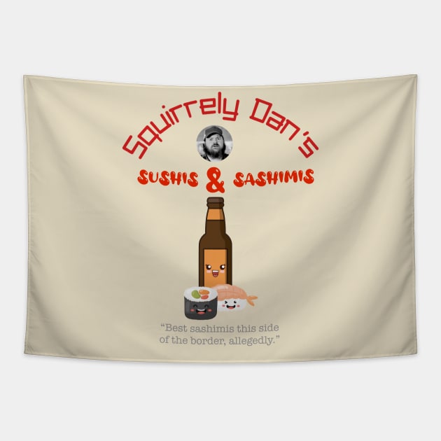 Squirrely Dan's Sushis & Sashimis Tapestry by The Curious Cabinet